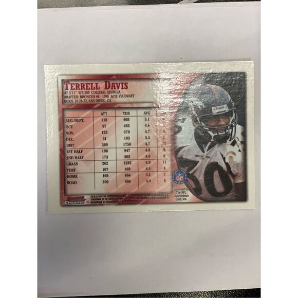 Terrell Davis 1998 bowman chrome #50 mint condition - Picture 2 of 6
